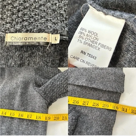 Chiaramente Wool Cradigan sweater Grey  Large. - Picture 8 of 8